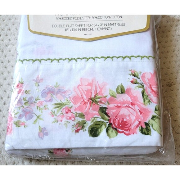 VTG NOS Springmaid Double Flat Sheet Marvelaire Rose Floral Full Size  54” x 76” - Picture 2 of 4